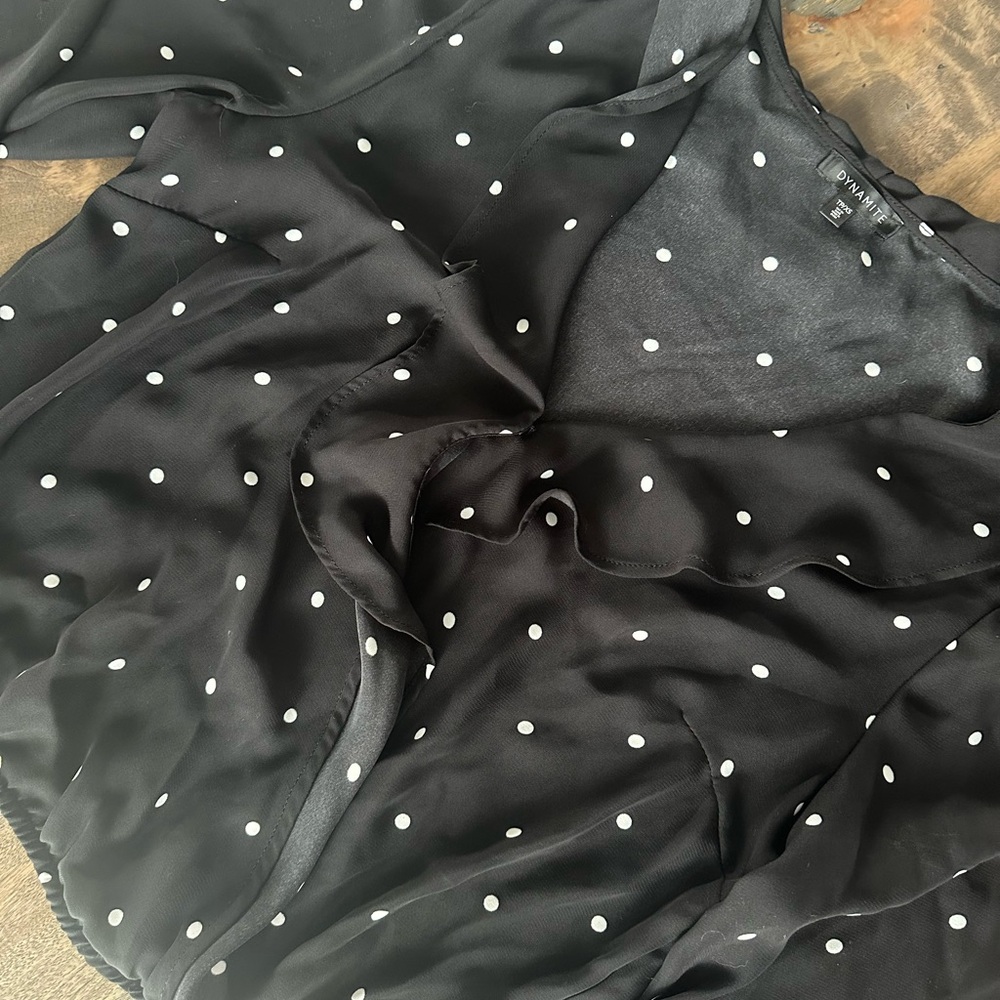 Black and white polka dot blouse